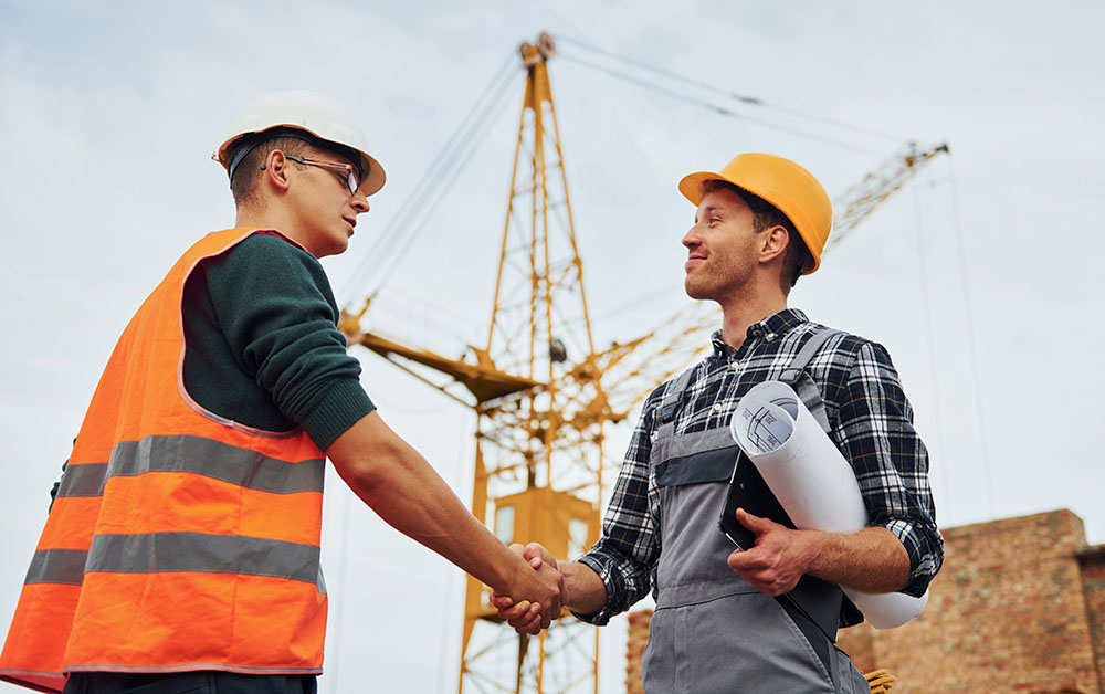 Workers on a construction job site