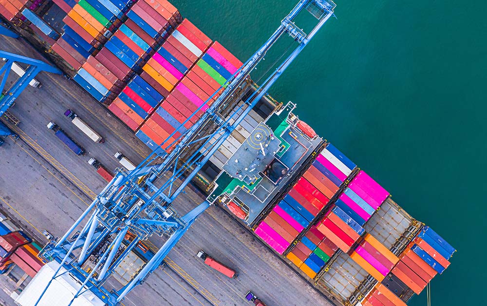 Shipping containers at a dock