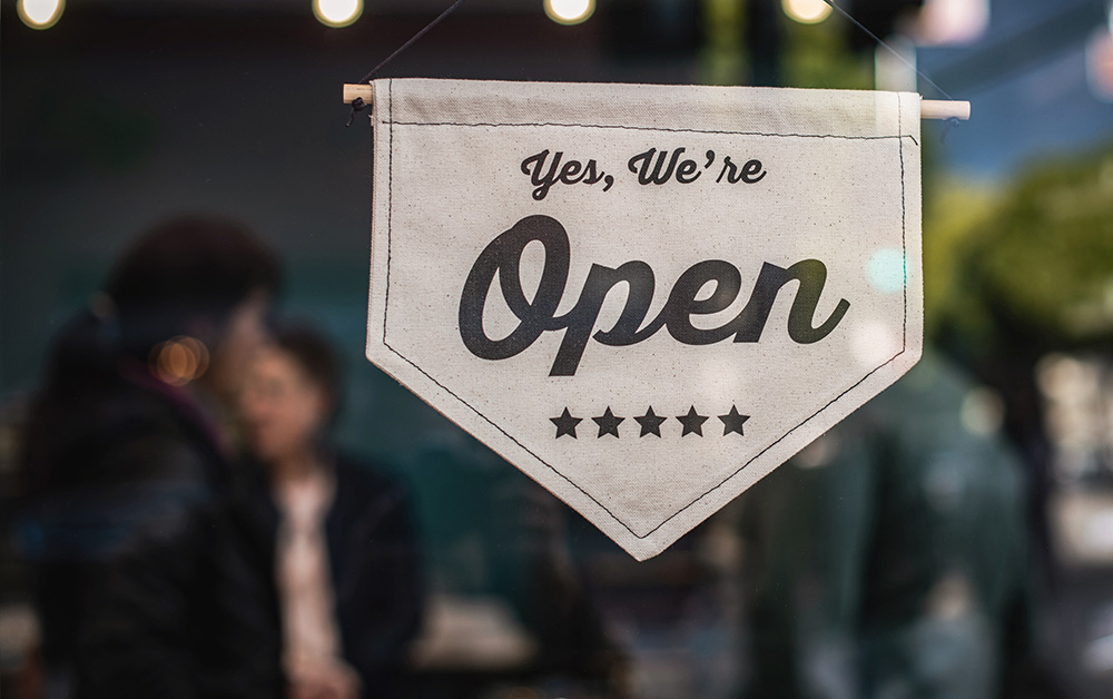 Open for business sign