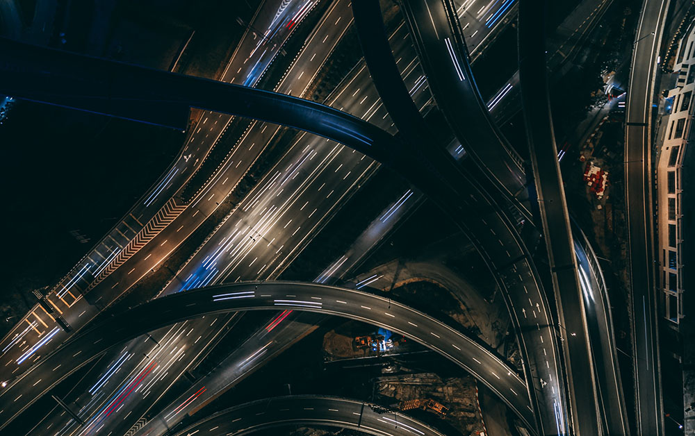 Aerial view of highway systems