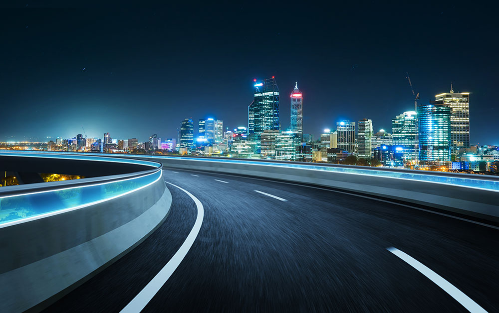 City skyline at night